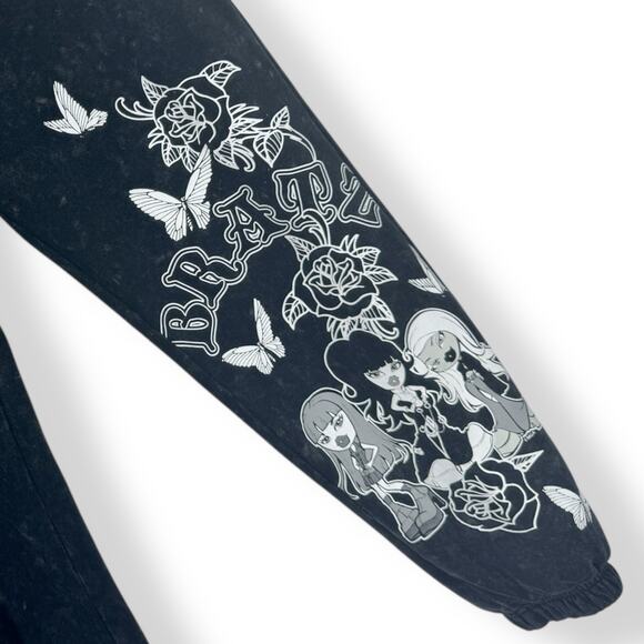 BRATZ Graphic Jogger Sweatpants 2XL Black Wash Drawstring Y2k Whimsigoth Retro - Picture 3 of 12